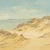 A 1980s Scottish coastal landscape in oil on academy board, depicting dunes above a beach with water and a distant...