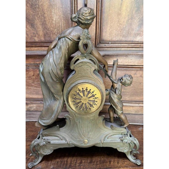 19th Century Art Nouveau Clock in Bronze For Sale - Image 4 of 6