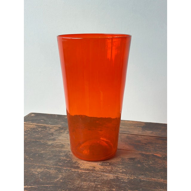 1970s Vintage Large-Scale Orange Blown Glass Vessel, Circa 1970s For Sale - Image 5 of 14