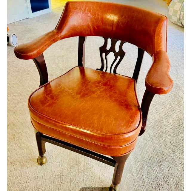 Late 20th Century Mahogany Chippendale Banker's Chair Attributed to Barrit of Philadelphia - Vintage Late 20th Century For Sale - Image 5 of 5