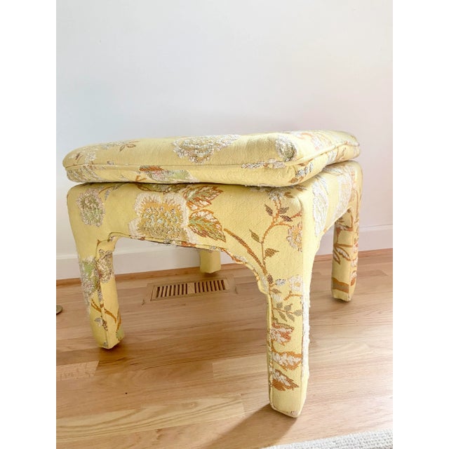 Wood Mid 20th Century Chinoiserie Style Floral Parsons Needlepoint Style Upholstery Stool For Sale - Image 7 of 13