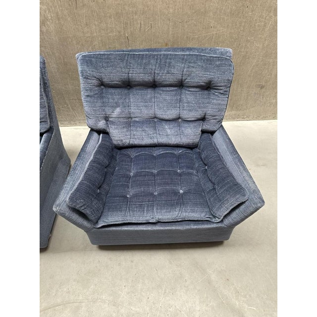 Blue Vintage Space Age Blue Lounge Chairs On Wheels, 1970s, Set of 2 For Sale - Image 8 of 9
