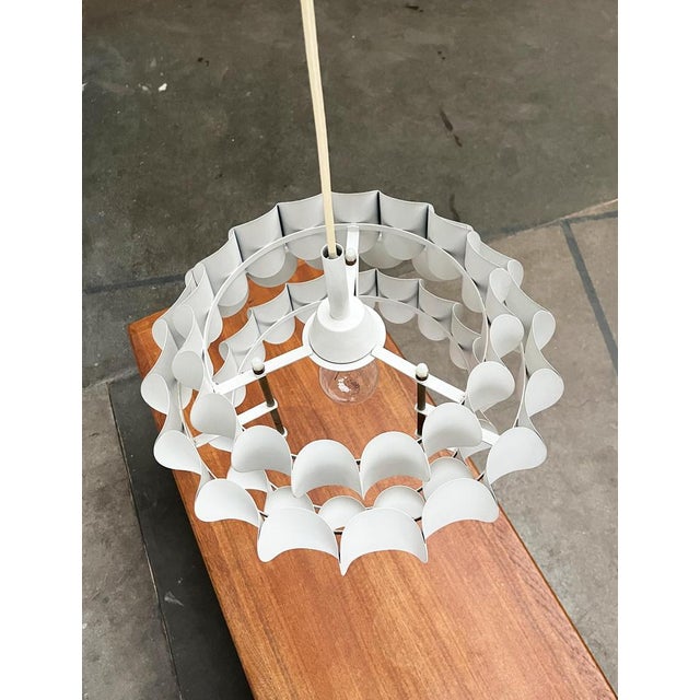 Mid-Century Swiss White Metal Pendant Lamp by H. Zender for Temde, 1960s For Sale - Image 12 of 18