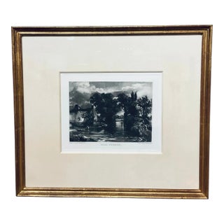 Antique Black and White Engraving Landscape of the “Mill Stream” by John Constable For Sale