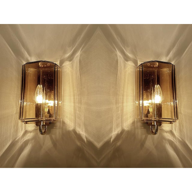Gold Vintage Glass Sconces from Limburg, 1970s, Set of 2 For Sale - Image 8 of 15