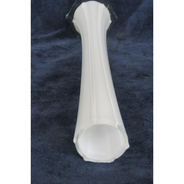 Eiffel Tower Vase White Glass With Slim Tapered Neck and Clear Footed Base 4828b For Sale - Image 9 of 18