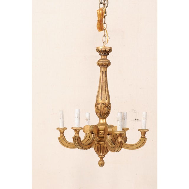 French Mid 20th Century French 6-Light Gilt Chandelier For Sale - Image 3 of 11
