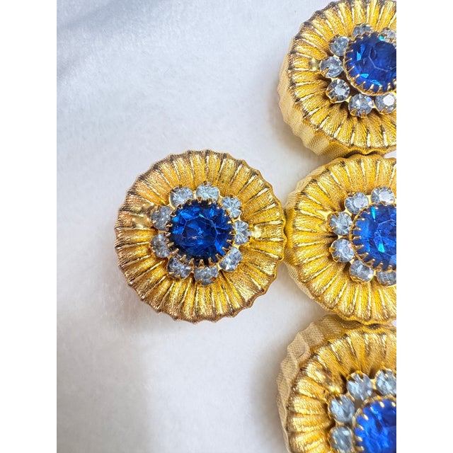 Dark Gray Vintage Alexis Kirk Style Faceted Blue Sunburst Necklace W/ Original Chain Set For Sale - Image 8 of 17
