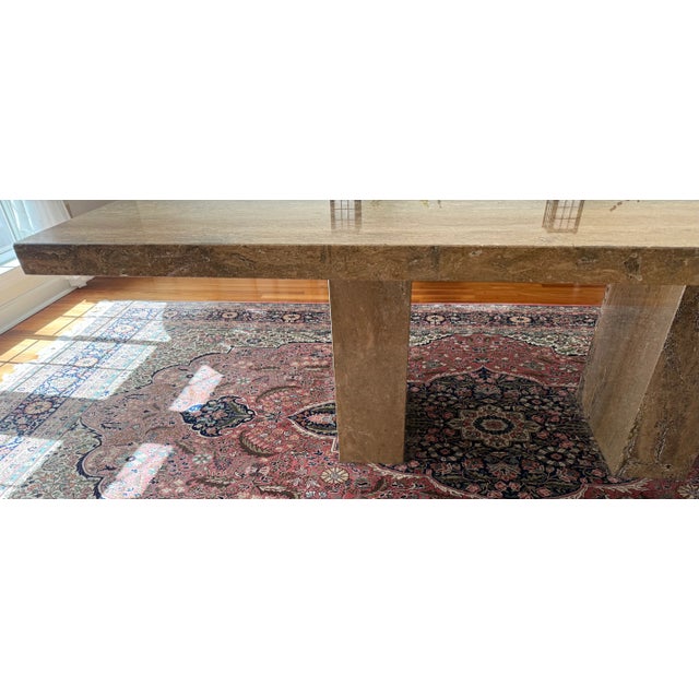 Exceptional Travertine Dining Table, Robb & Stucky For Sale In Orlando - Image 6 of 9