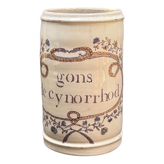 19th Century Earthenware Pharmacy Jar with Branches and Snakes For Sale