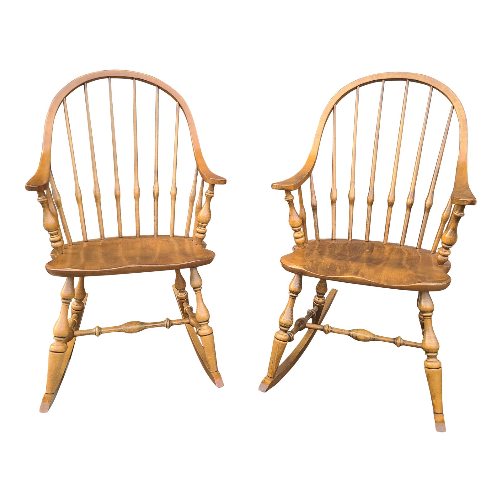 Ethan Allen Circa 1776 Bowback Windsor Rocking Chairs Chairish