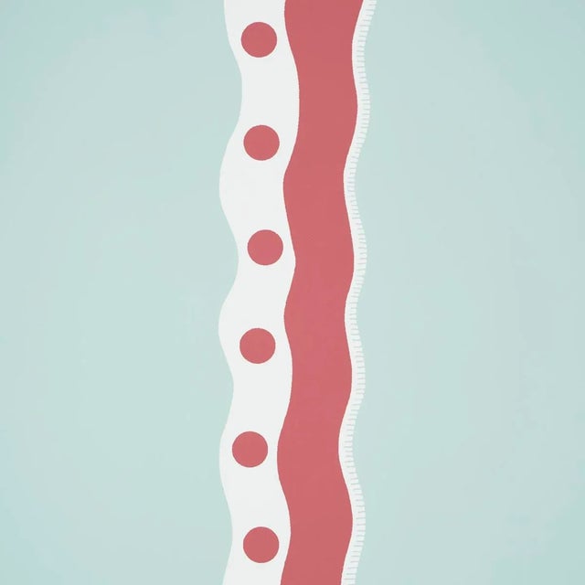 Contemporary Schumacher Rousseau Stripe Wallpaper In Rouge & Sky For Sale - Image 3 of 5
