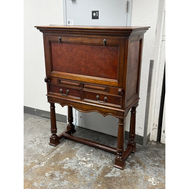 Wood South Cone Trading Traditional Mahogany Wine Bar Secretary Cabinet For Sale - Image 7 of 12