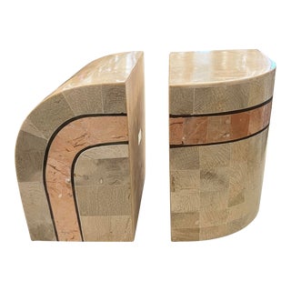 Mid-Century Modern Maitland Smith Tessellated Stone Bookends- a Pair For Sale