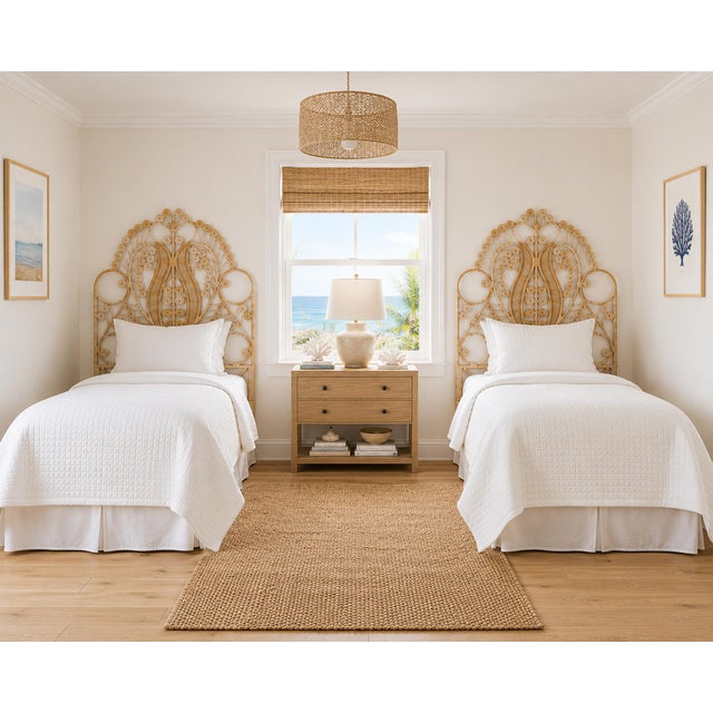 2020s Natural Wicker Palm Headboard Twin For Sale - Image 5 of 5