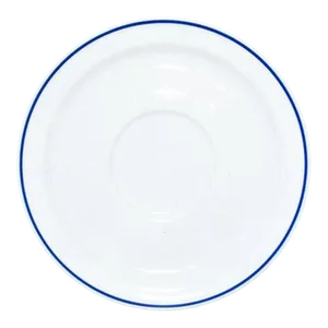 White Ceramic Saucer in White With Blue Trim by Michaud for American Airlines