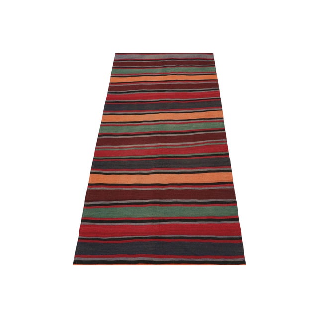 1950s 1950s Vintage Persian Bidjar Kilim in Polychromatic Stripes by Rug & Kilim For Sale - Image 5 of 7