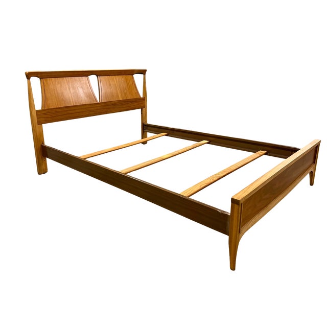 This is a stunning vintage Mid Century Modern Kent Coffey Perspecta full size headboard, footboard, and bed frame....