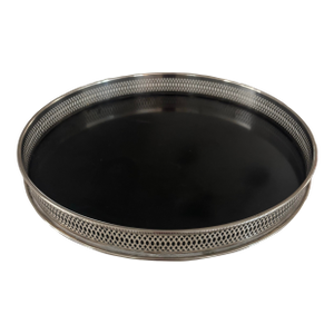 Mid 20th Century Reticulated Silverplate Bar Tray With Gallery Railing