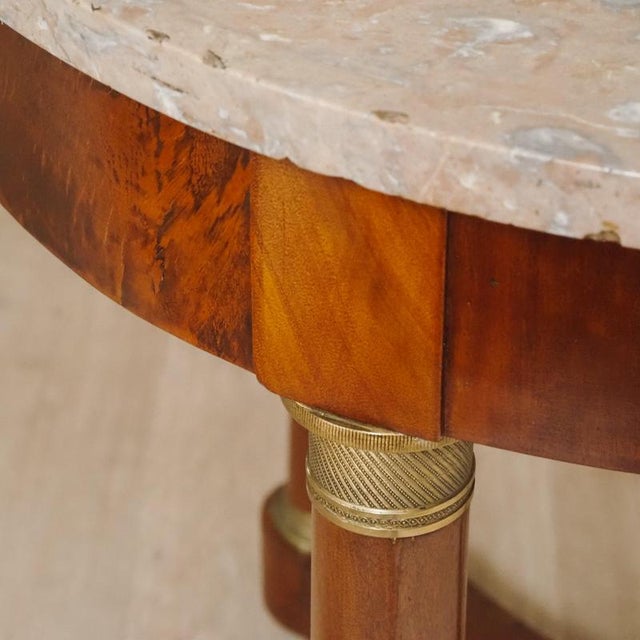 Brown French Empire Pedestal Table with Marble Top For Sale - Image 8 of 10