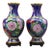 Pair of Large Vintage Cloisonné Enamel Vases – Sapphire Blue Ground, Phoenix & Peony Motif For Sale