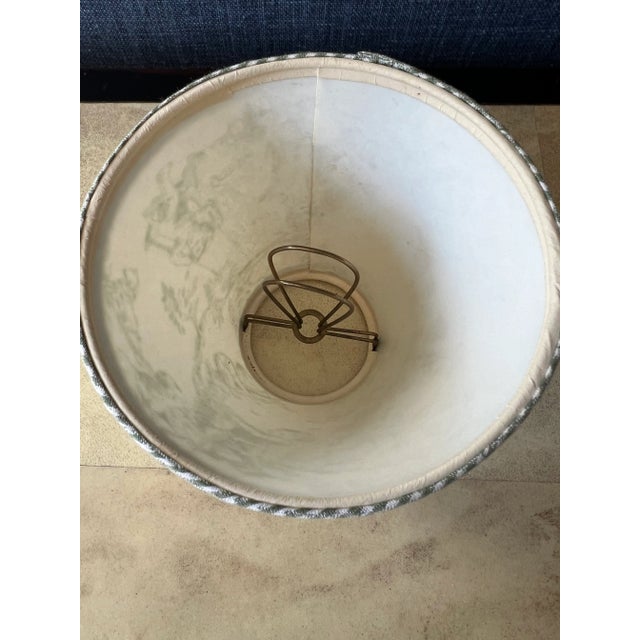 Green Set of 3 Green Toile Clip on Lamp Shades for Chandeliers or Sconces With Gingham Trim For Sale - Image 8 of 10