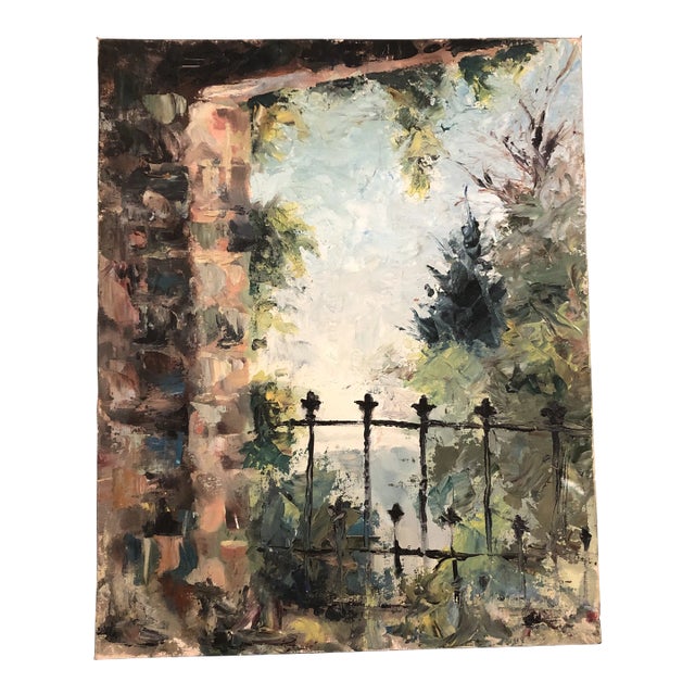 Original Vintage Abstract Impressionist Landscape Painting For Sale