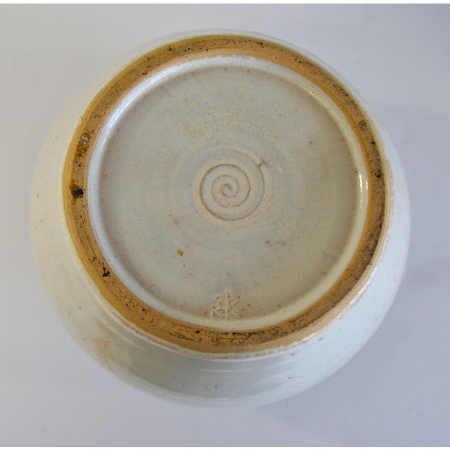 Mid-20th Century Studio Piece Pottery Light Green Beige Brown Vase Vessel For Sale - Image 11 of 12