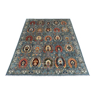 Hand-Knotted Afghan Suzani Chobi Wool Area Rug - 8'3" X 9'11" For Sale