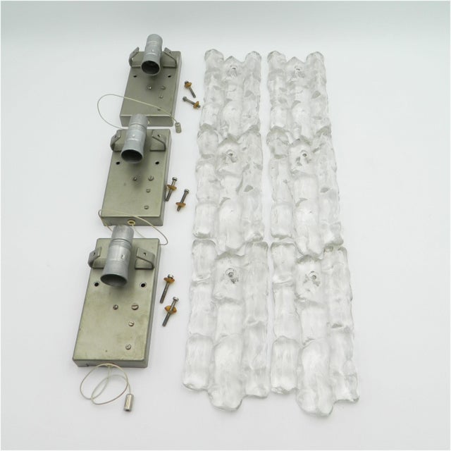Vintage Ice Glass Wall Lights by J. T. Kalmar for J.T. Kalmar, 1970s, Set of 3 For Sale - Image 10 of 14