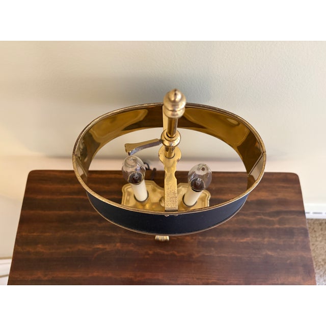 Mid 20th Century Brass Bouillotte Lamp With Adjustable Black Tole Shade For Sale - Image 10 of 16