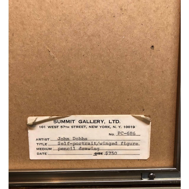 John Dobbs, Abstract Modernist Drawing of a Nude Man with Winged Figure, Angel, 1978 For Sale In Miami - Image 6 of 6
