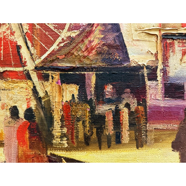 Mid 20th Century Mid-Century Modernism Abstract Cubist Urban Large Painting, Oil on Canvas For Sale - Image 5 of 9