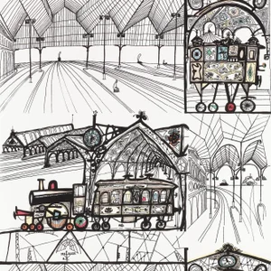 Sample - Schumacher Trains Wallpaper in Multi on White