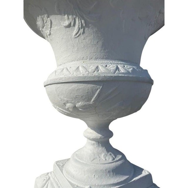Antique Classical Cast Iron Garden Urn Unsigned C1920 For Sale - Image 6 of 7