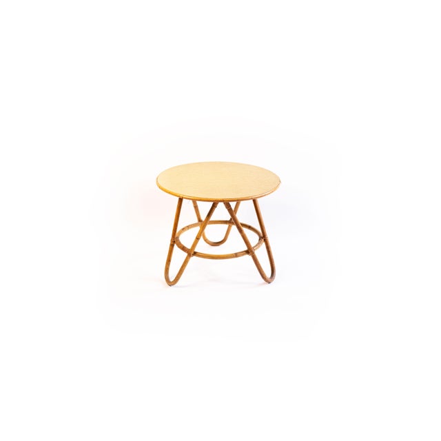 Brown Vintage Side Table in Bamboo and Rattan For Sale - Image 8 of 9