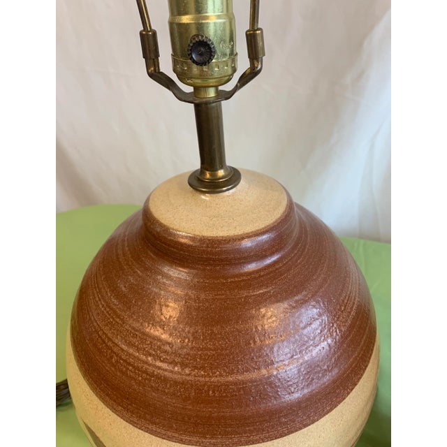 Beige Pair of 1970’s Vintage Earthenware Mountain Cabin Lamps For Sale - Image 8 of 11