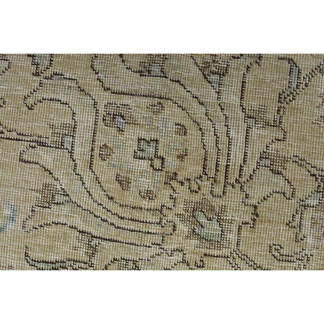 Tabriz Rug 9’2” X 10’8” Beige Wool Vintage Distressed Hand-Knotted Carpet For Sale - Image 4 of 15