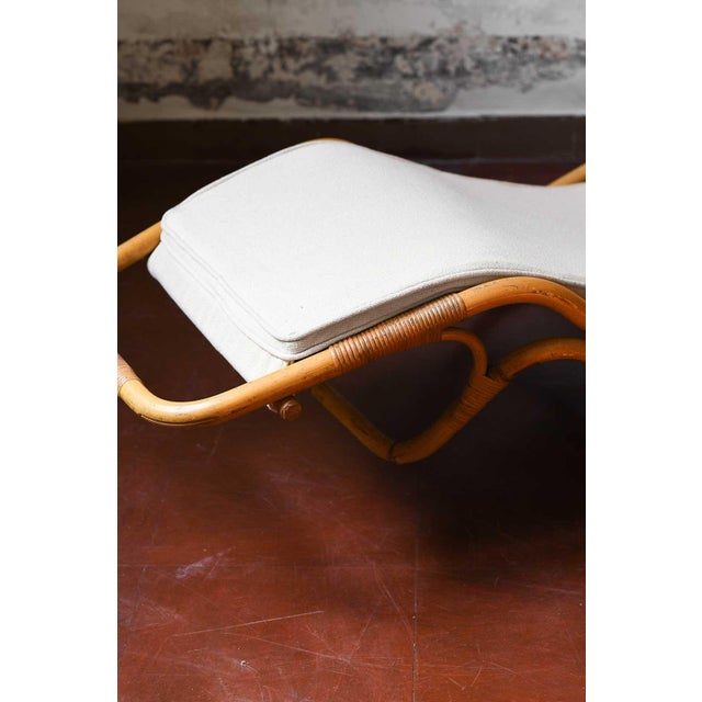 Tan Reclining Chaise Longue in Rush and Original Fabric from BBB Bonacina, 1889 For Sale - Image 8 of 10
