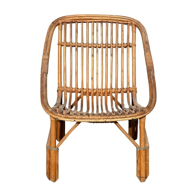 Brown Vintage French Rattan Armchairs, 1960s, Set of 3 For Sale - Image 8 of 12