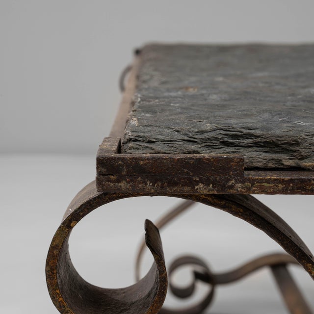 1940s French Metal Coffee Table With Stone Top For Sale - Image 13 of 18