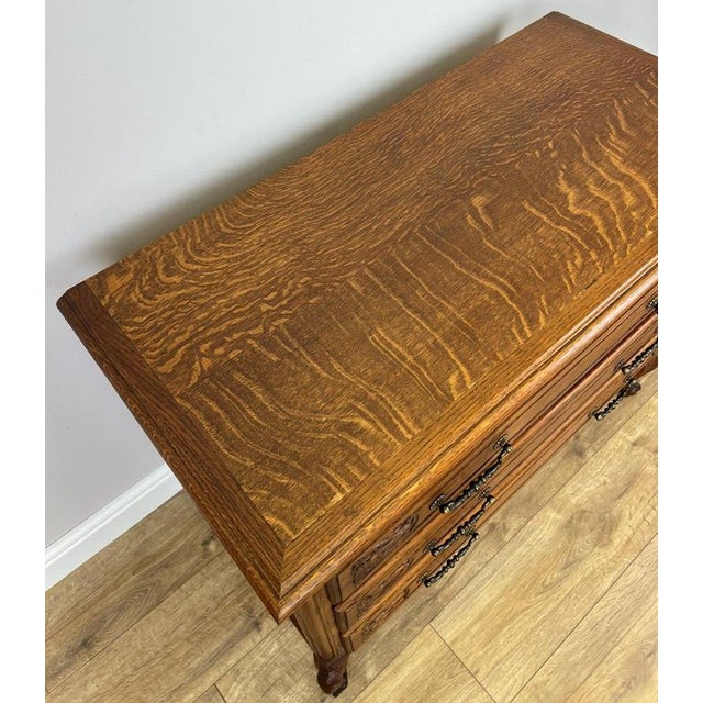 Vintage French Louis Style Oak Chest of 3 Drawers For Sale - Image 9 of 13