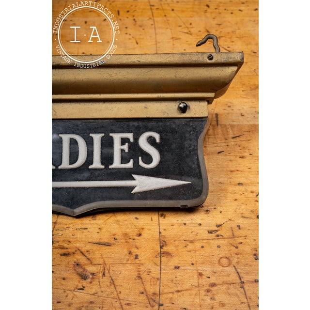 Antique Double-Sided Rog "Ladies" Lighted Directional Restroom Sign For Sale In Chicago - Image 6 of 15