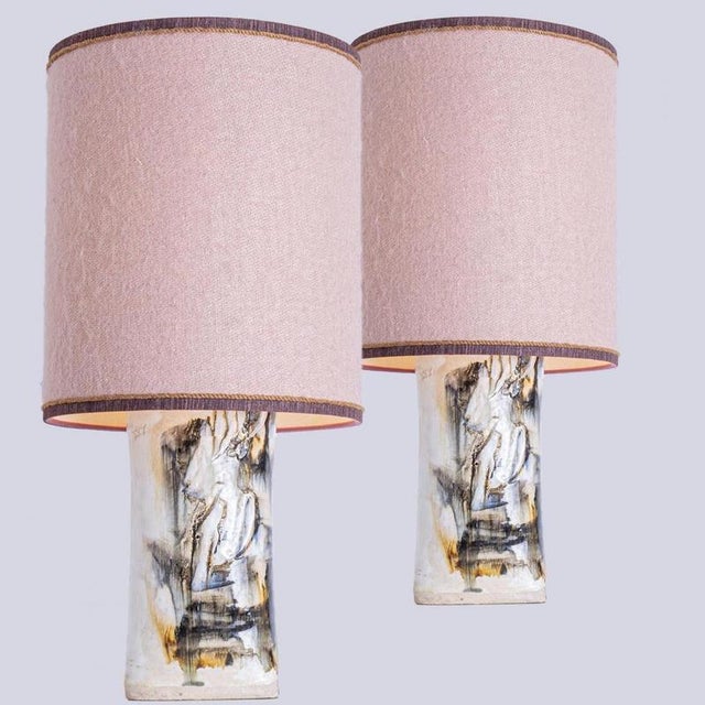 Ceramic Table Lamp with Pink Shade from Jeppe Hagedorn, Denmark, 1960s For Sale - Image 7 of 9