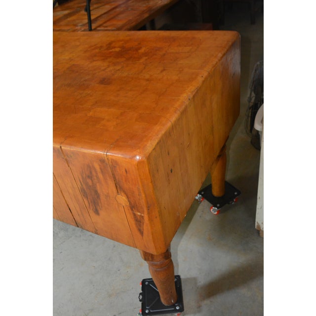 1960s Vintage Rustic Maple Wooden 5' Butcher Block Table - Double Dovetailed - Island - Farmhouse Kitchen For Sale - Image 11 of 12