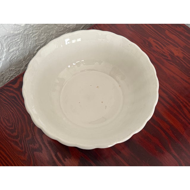 Mason's Ironstone Vintage English White Ironstone Scalloped Rim Fluted Bowl For Sale - Image 4 of 7