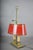 Brass Bouillotte Table Lamp with Red Tole Shade, 1950s For Sale - Image 11 of 15