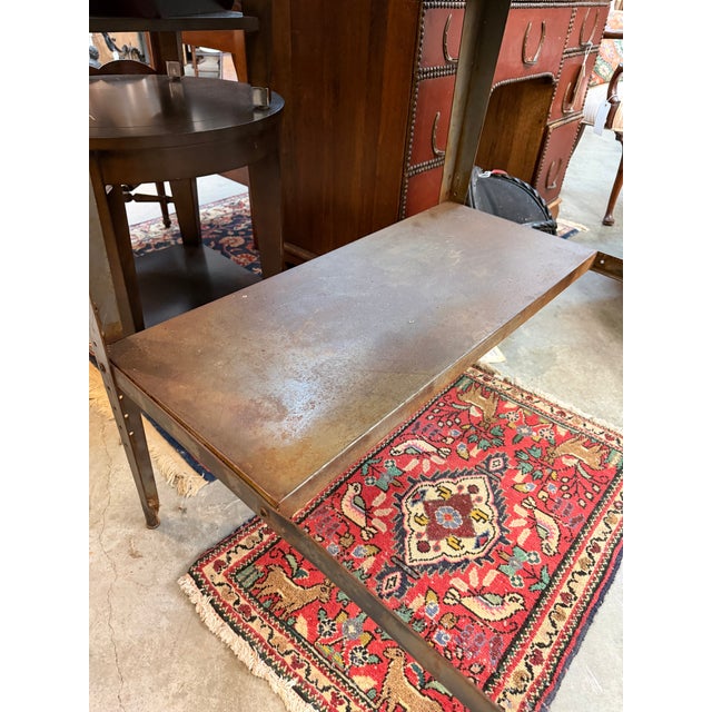 Vintage Mid-20th Century Industrial Steel Shop Desk & Matching Stool For Sale In Atlanta - Image 6 of 11