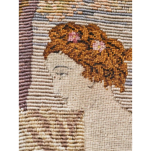 Hand-Woven Tapestry with Romantic Scene in Gilded Frame For Sale - Image 4 of 10
