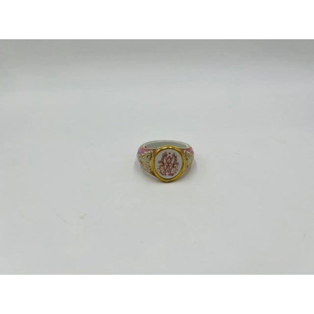 Ceramic Unique Antique Old Paris Porcelain "w" Napkin Ring For Sale - Image 7 of 7